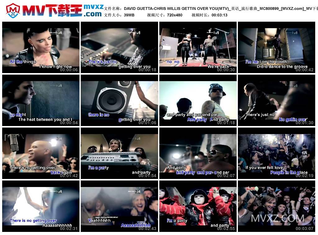 DAVID GUETTA-CHRIS WILLIS GETTIN OVER YOU(MTV)_英语_流行歌曲_MC800899